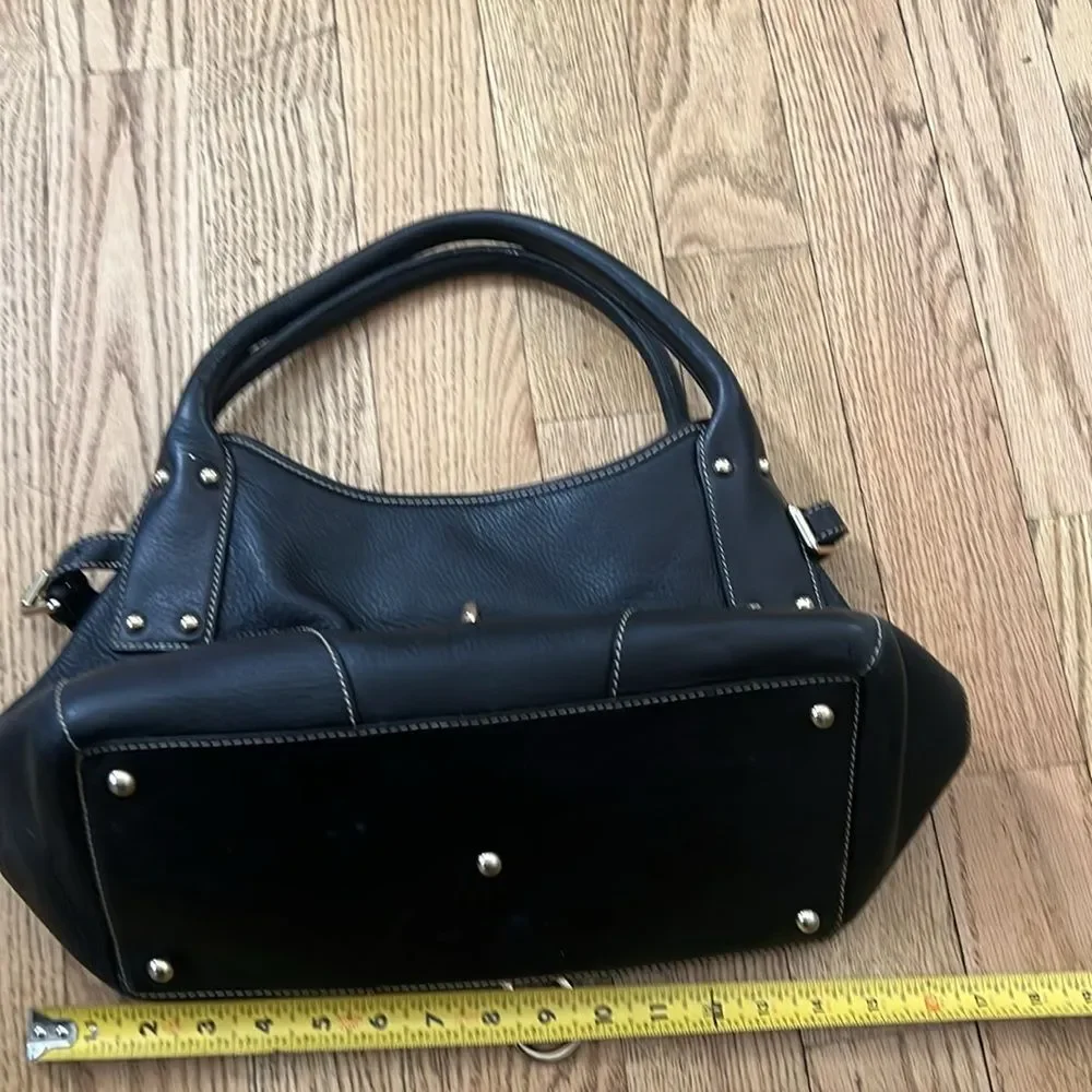 DOONEY & DOURKE BLACK LEATHER CLASP‎ SATCHEL HOBO SHOULDER BAG.